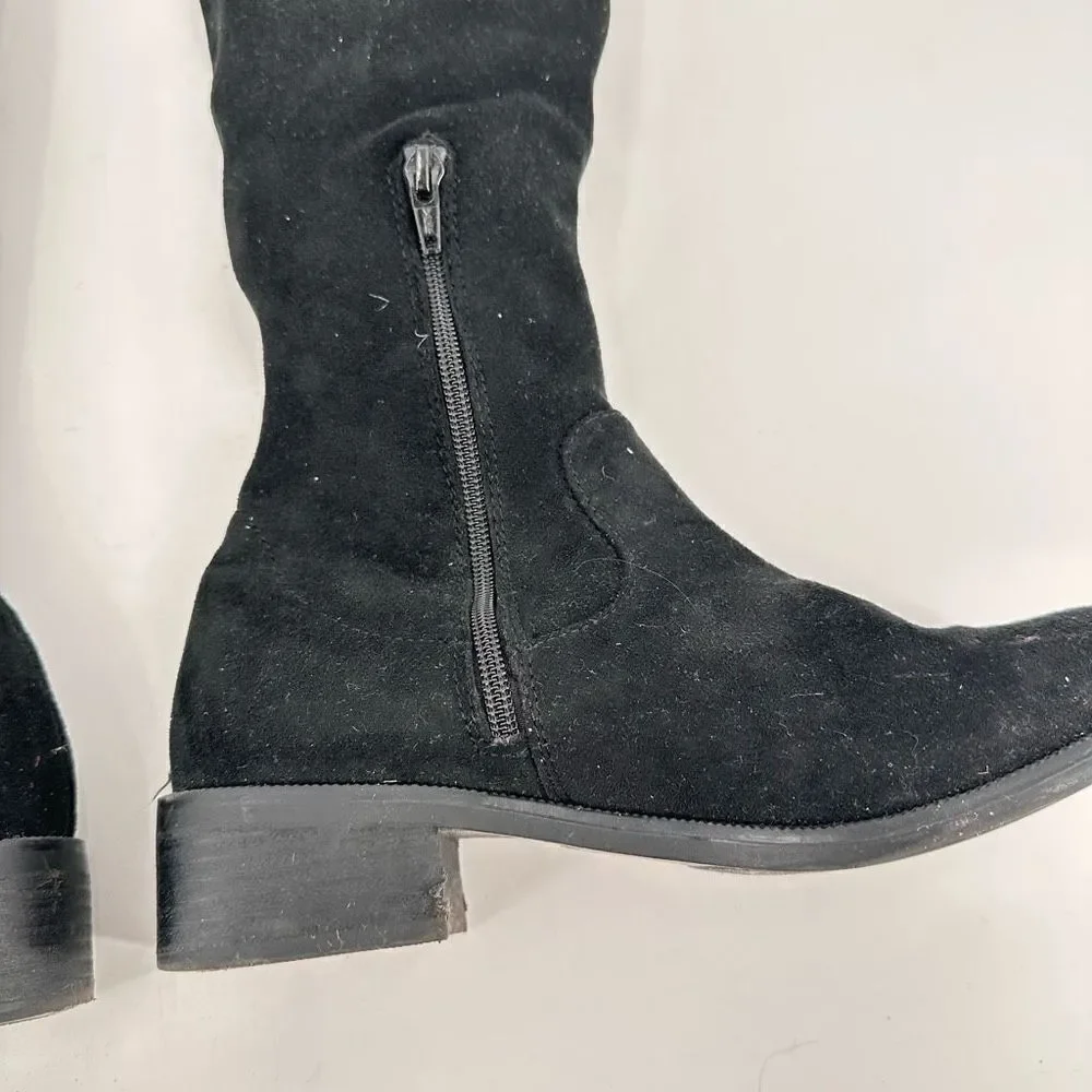 Aldo Women's Suede‎ Flat Lace Pull On Round Toe Over The Knee Boots Black Size 8